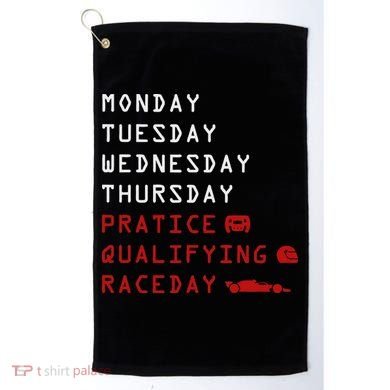 Monday Tuesday Thursday Practice Qualifying Race Day Golf Towel