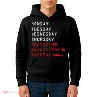 Monday Tuesday Thursday Practice Qualifying Race Day Kids Hoodie thumb 4