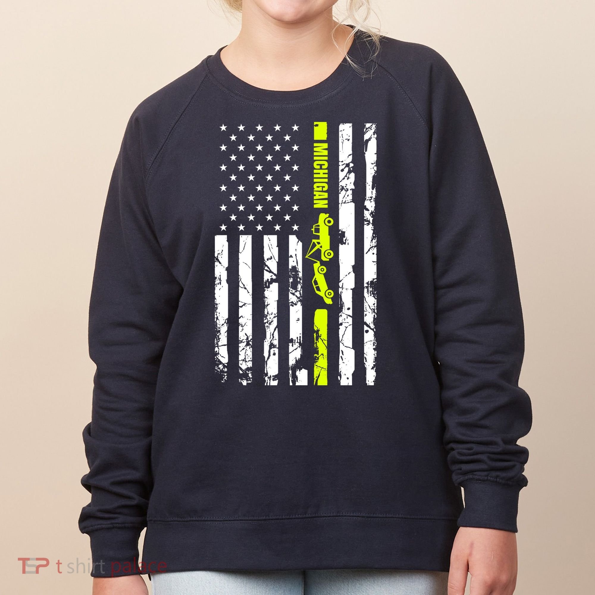 Michigan Tow Truck Driver Flag Women's Sweatshirt