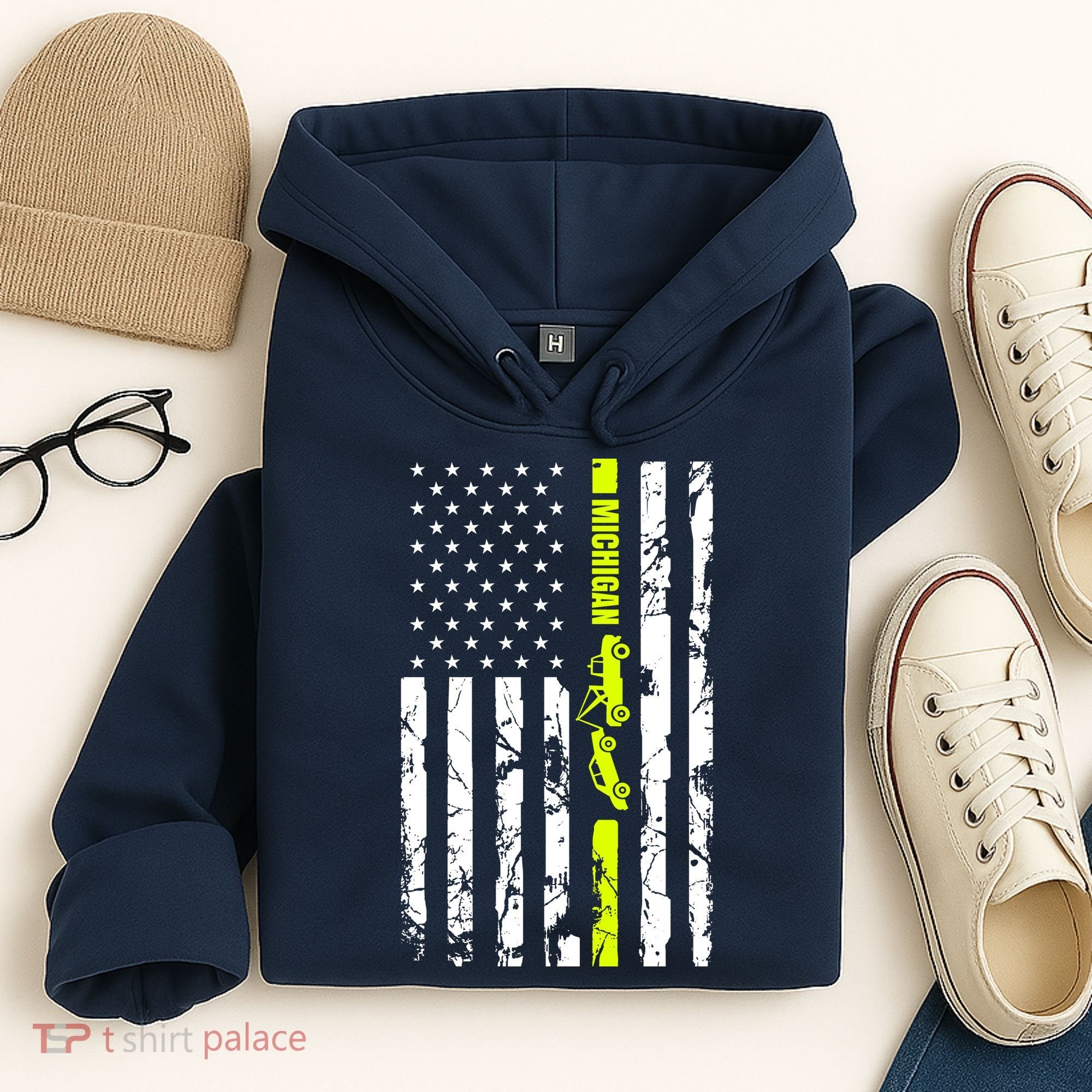 Michigan Tow Truck Driver Flag Hoodie