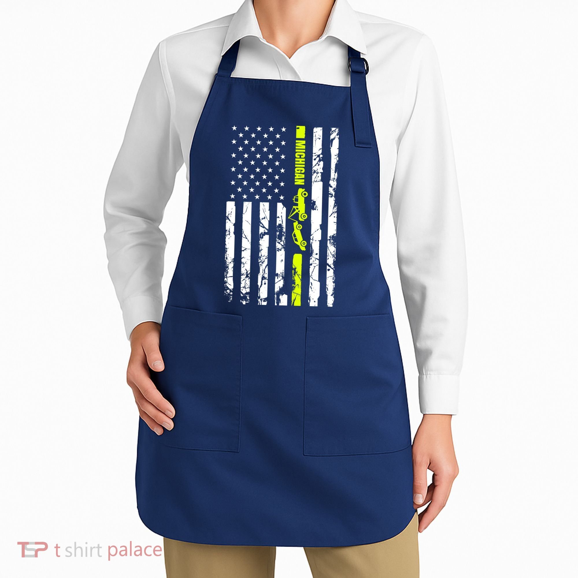 Michigan Tow Truck Driver Flag Apron