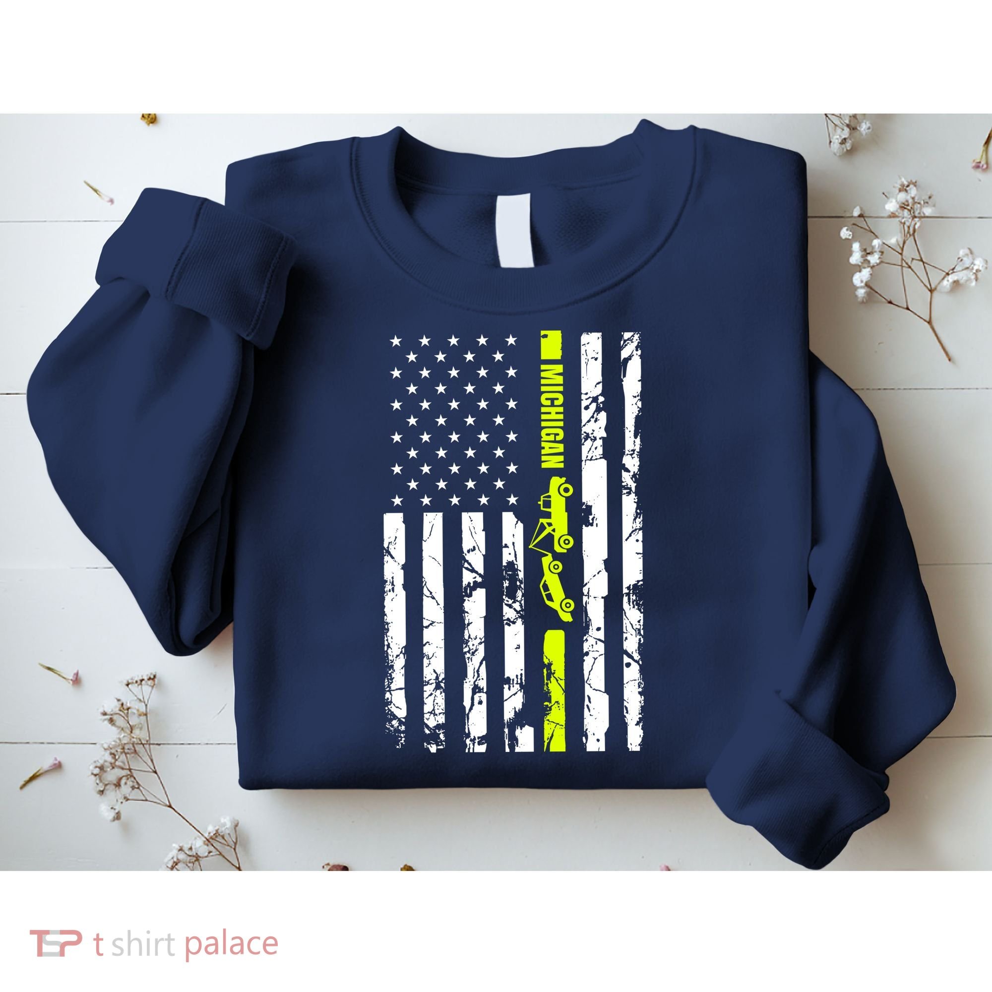 Michigan Tow Truck Driver Flag Sweatshirt