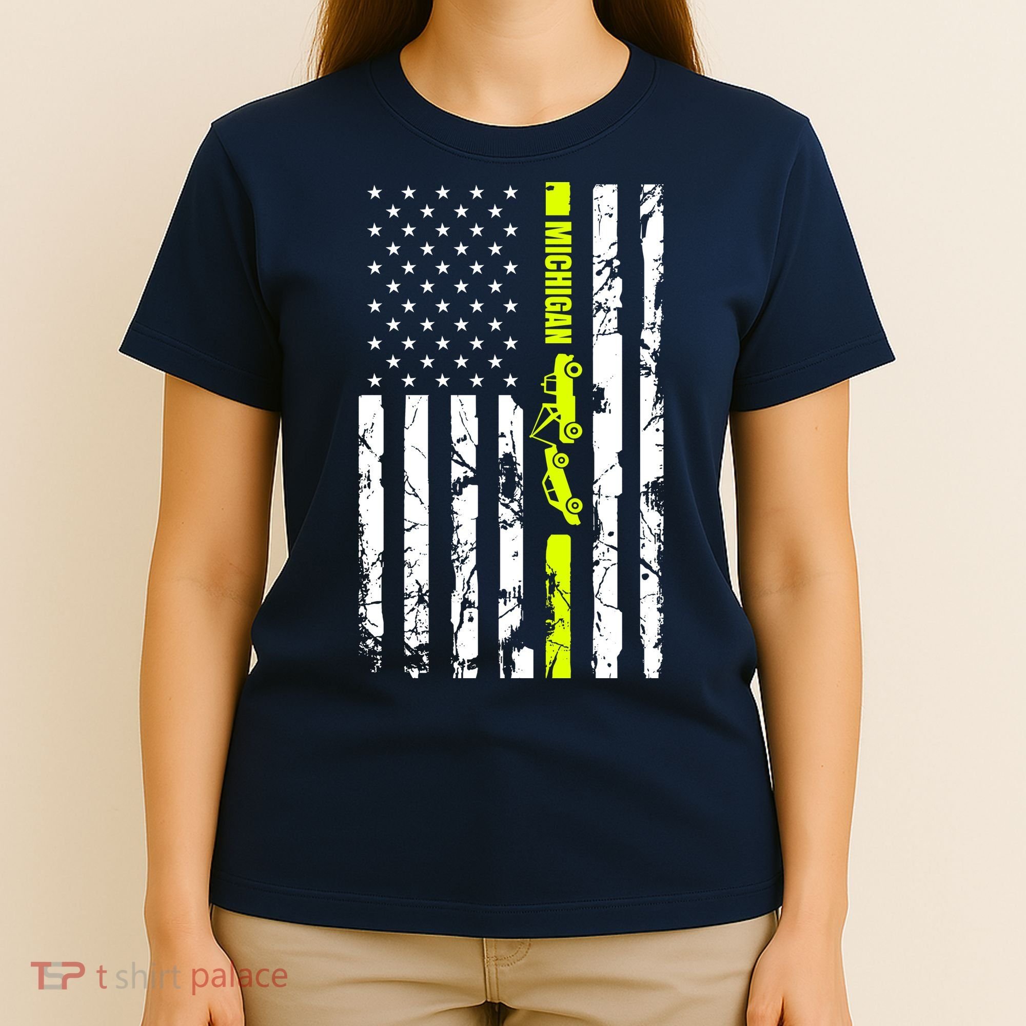 Michigan Tow Truck Driver Flag T-Shirt