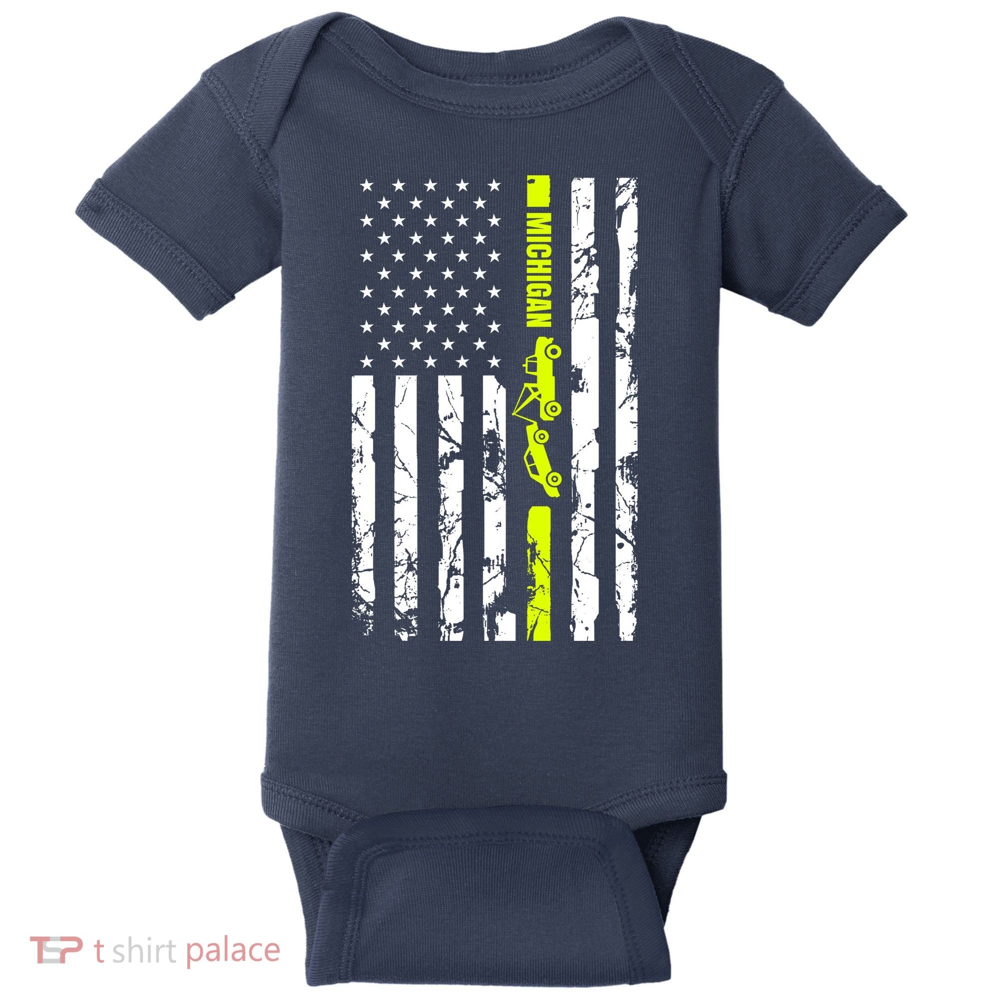 Michigan Tow Truck Driver Flag Baby Bodysuit