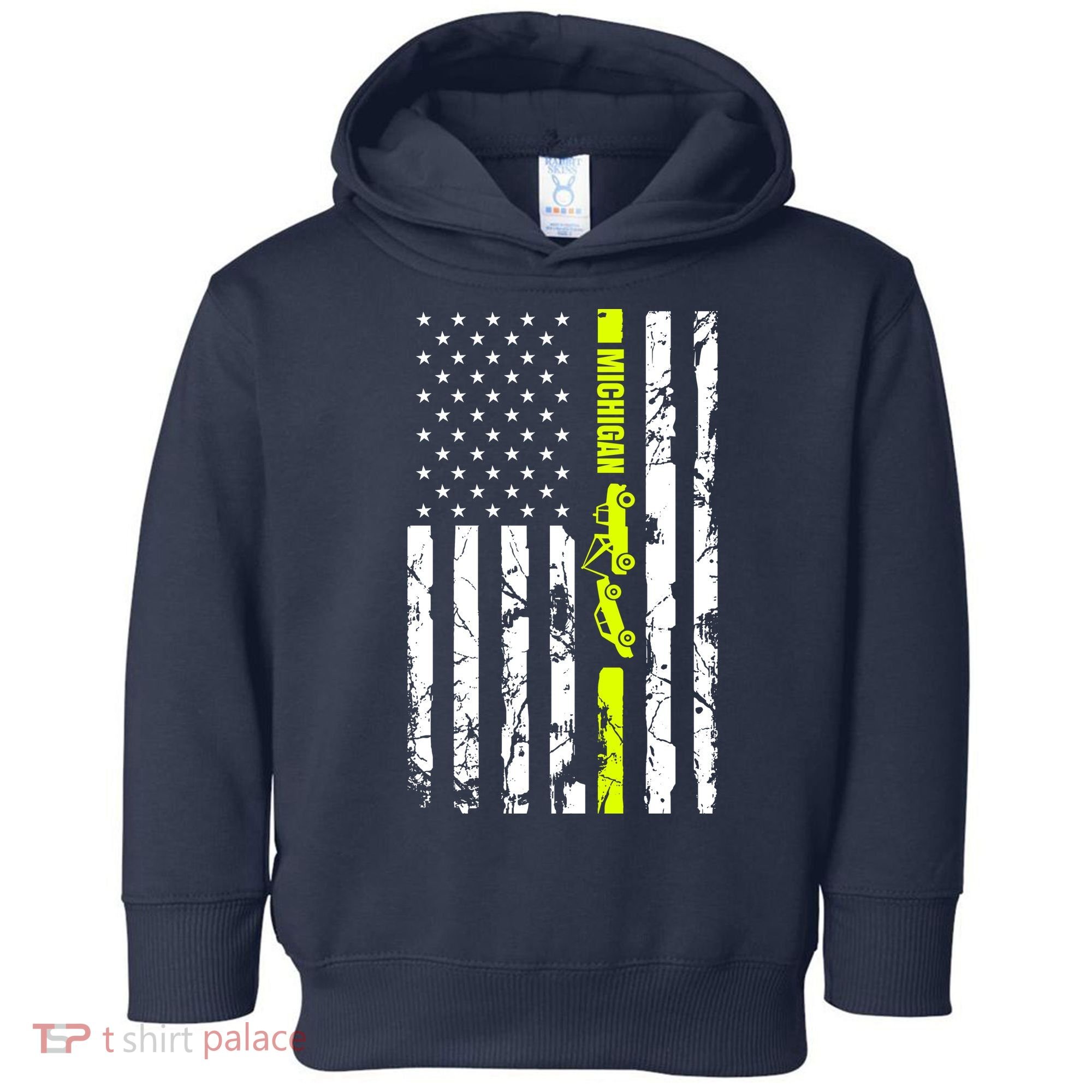 Michigan Tow Truck Driver Flag Toddler Hoodie