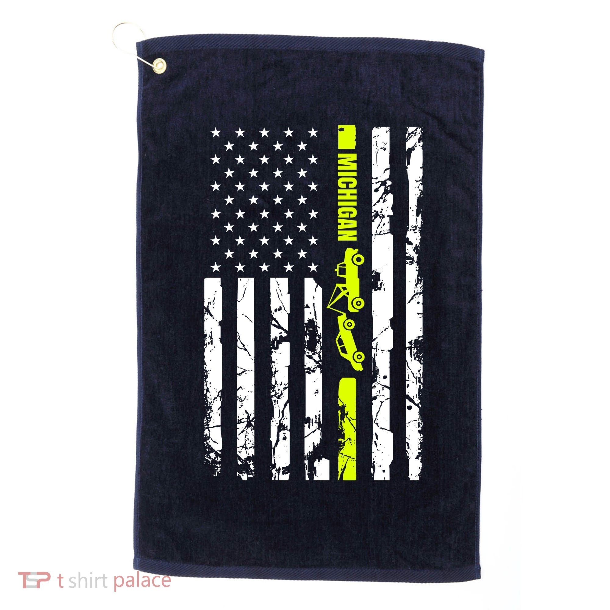 Michigan Tow Truck Driver Flag Golf Towel