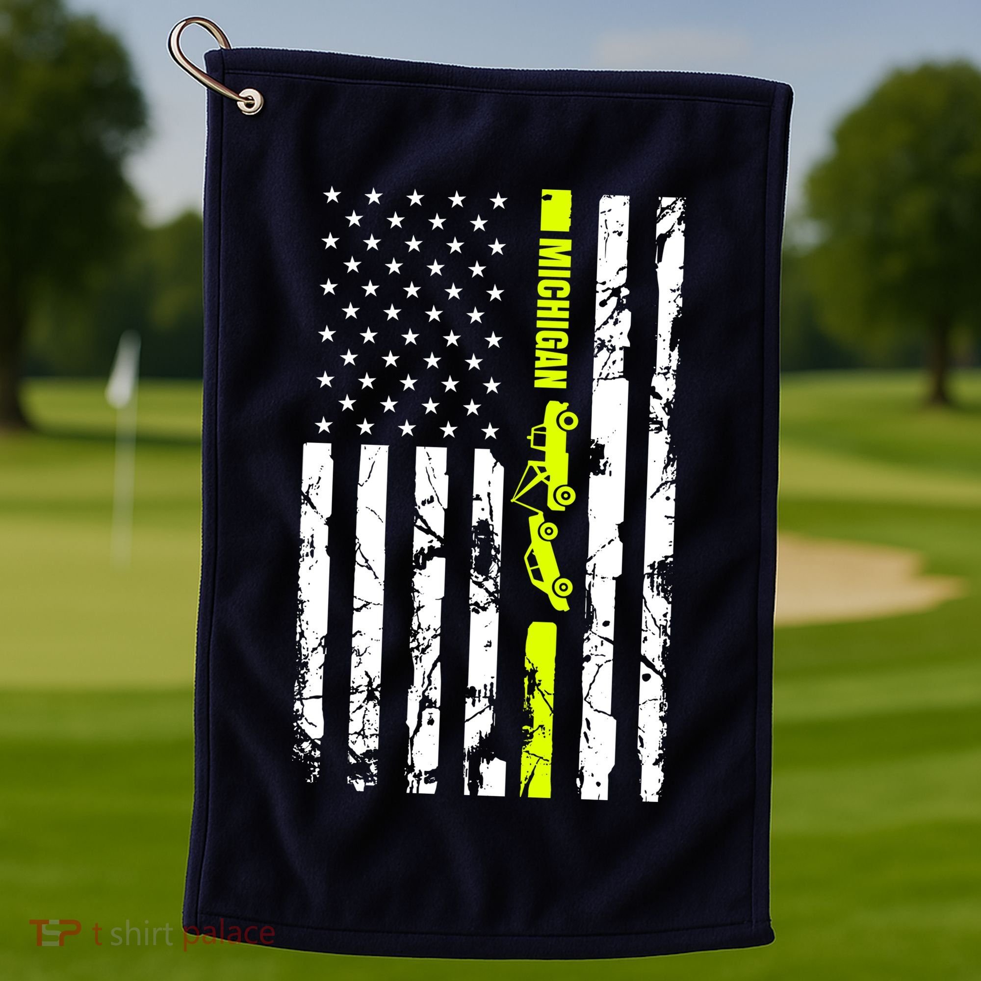 Michigan Tow Truck Driver Flag Golf Towel