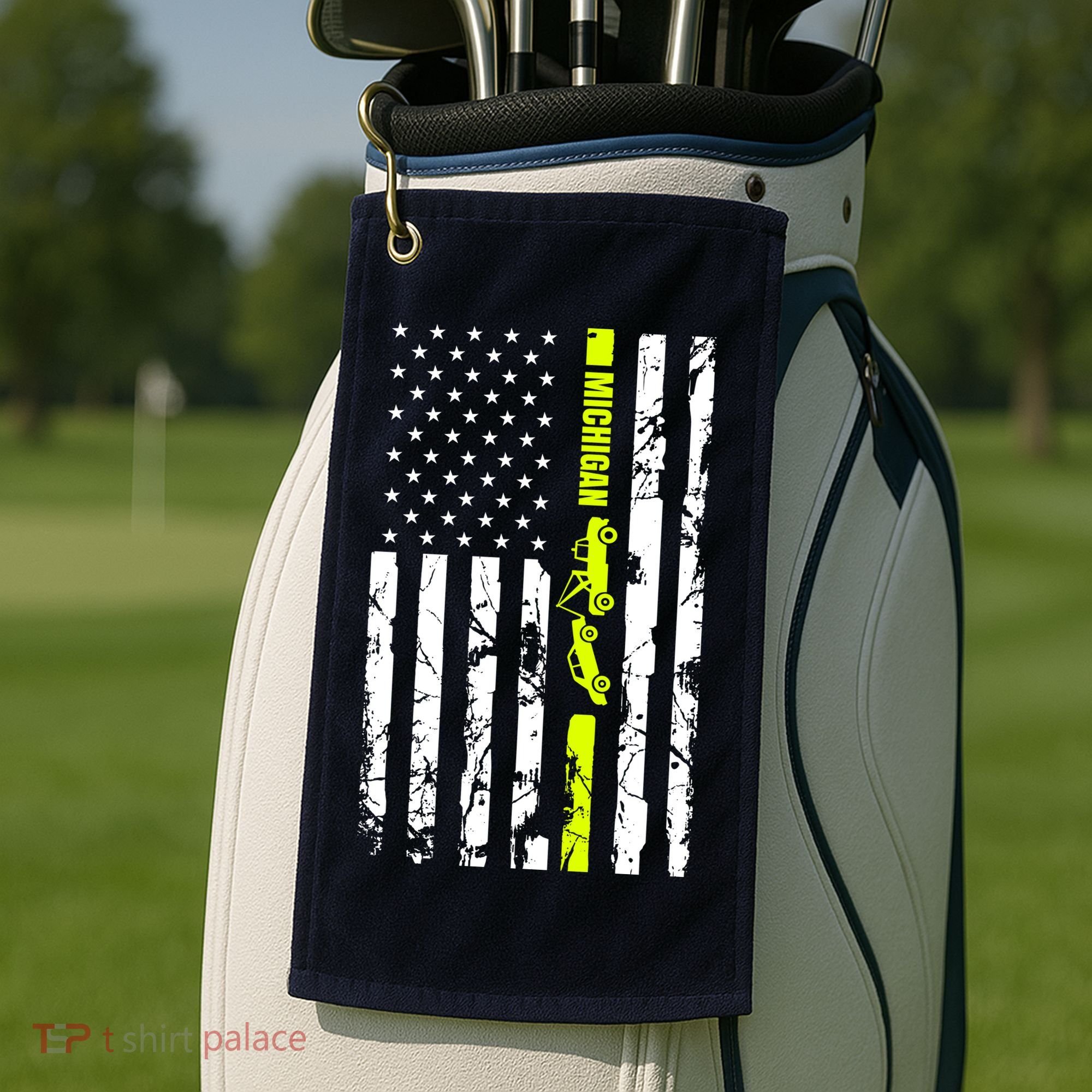 Michigan Tow Truck Driver Flag Golf Towel