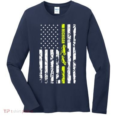 Michigan Tow Truck Driver Flag Women's Long Sleeve Shirt