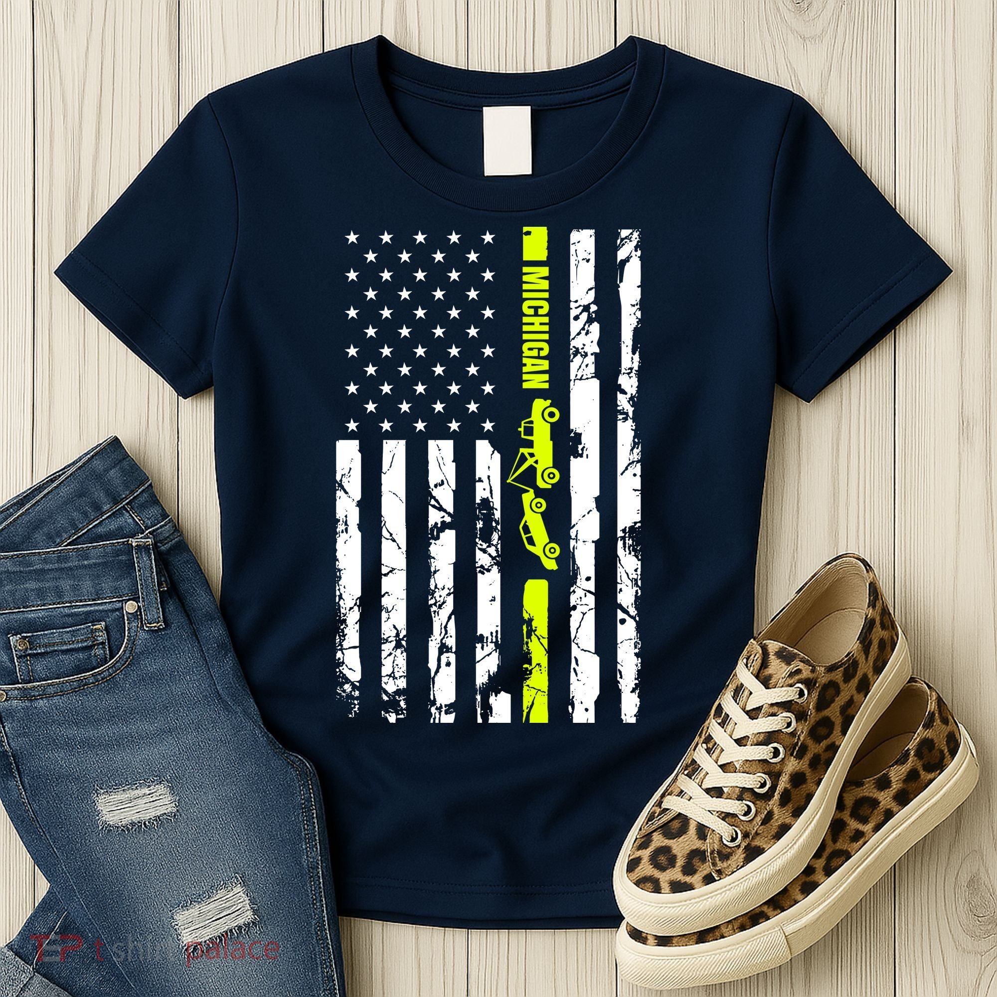 Michigan Tow Truck Driver Flag Women's T-Shirt