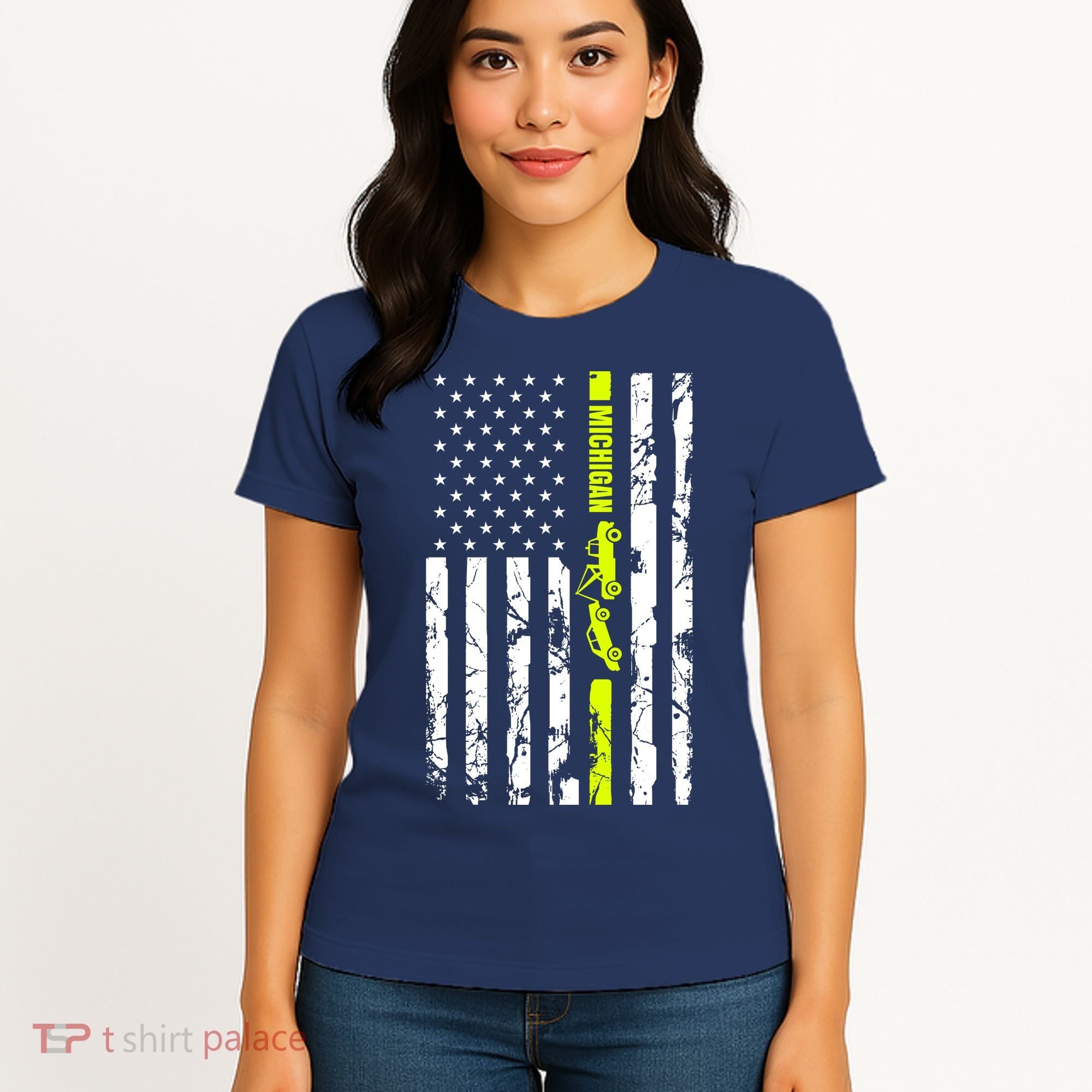 Michigan Tow Truck Driver Flag Women's T-Shirt