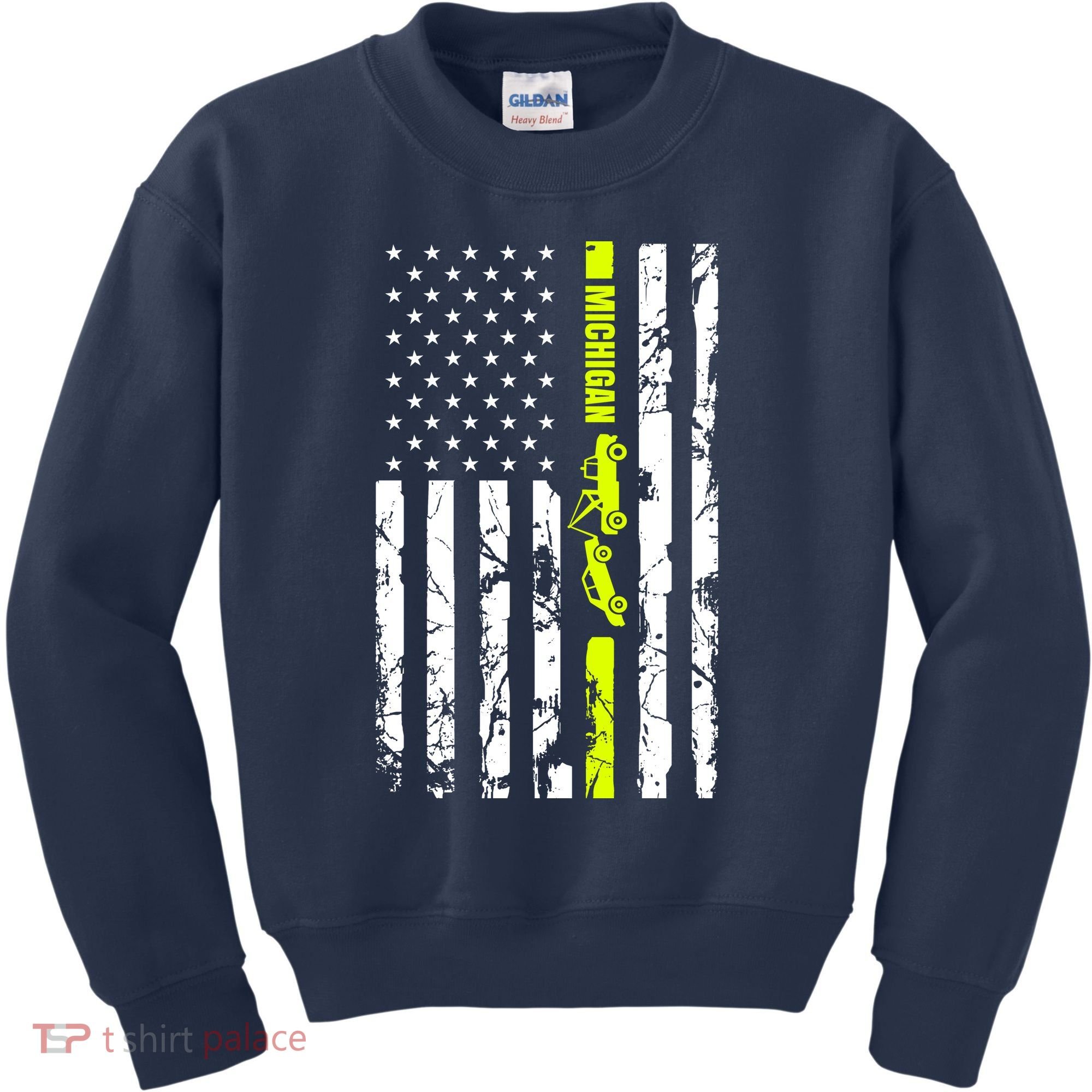 Michigan Tow Truck Driver Flag Kids Sweatshirt
