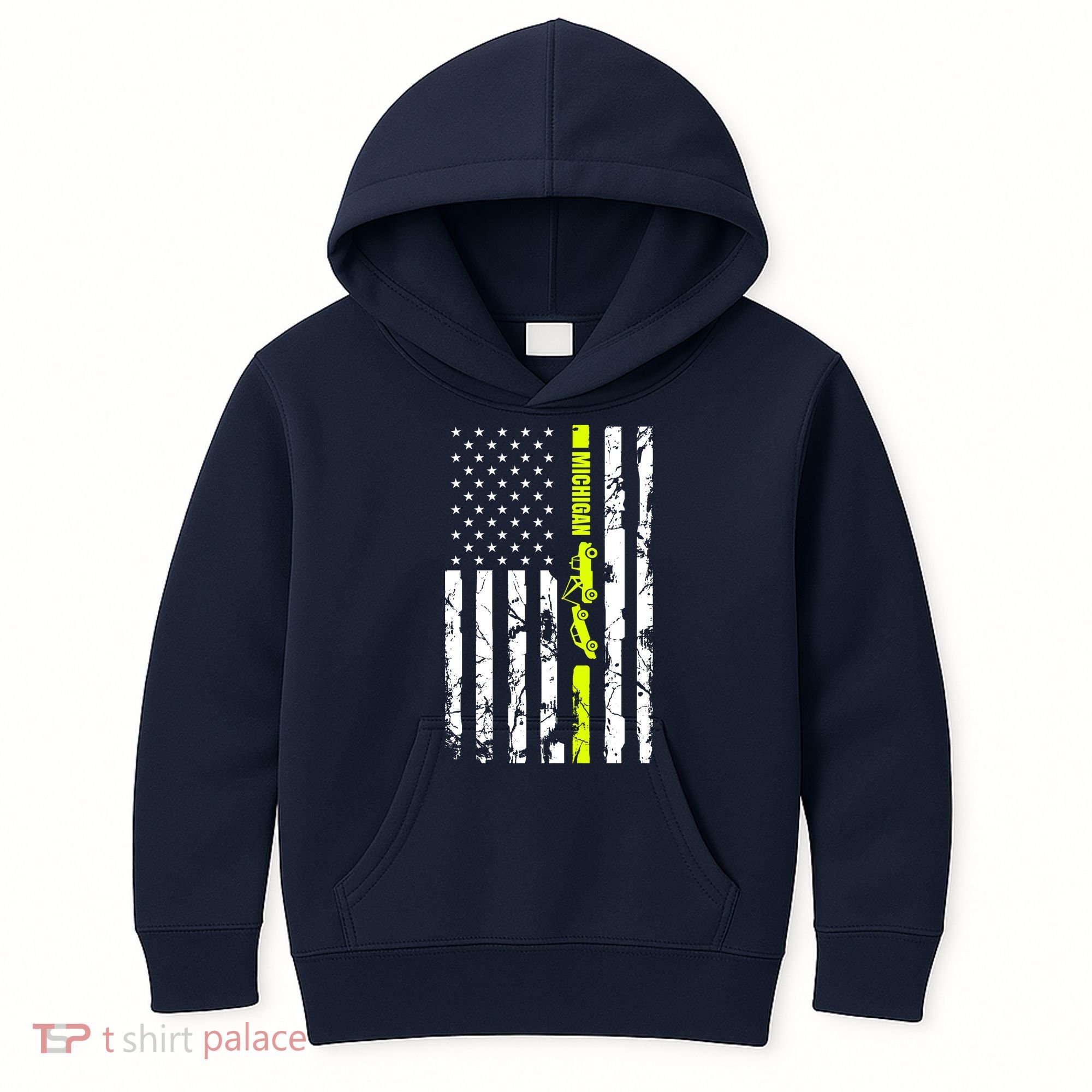 Michigan Tow Truck Driver Flag Kids Hoodie