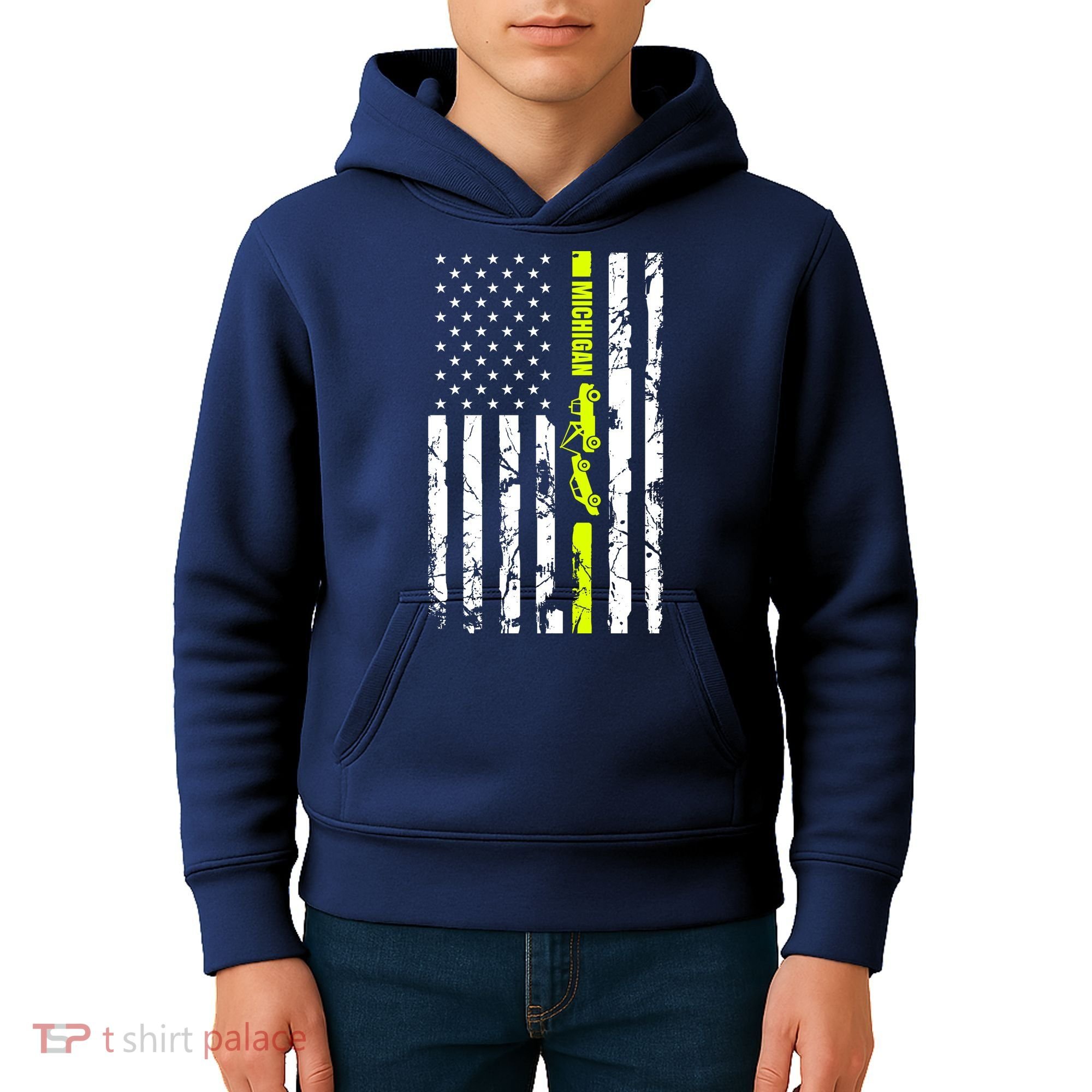 Michigan Tow Truck Driver Flag Kids Hoodie