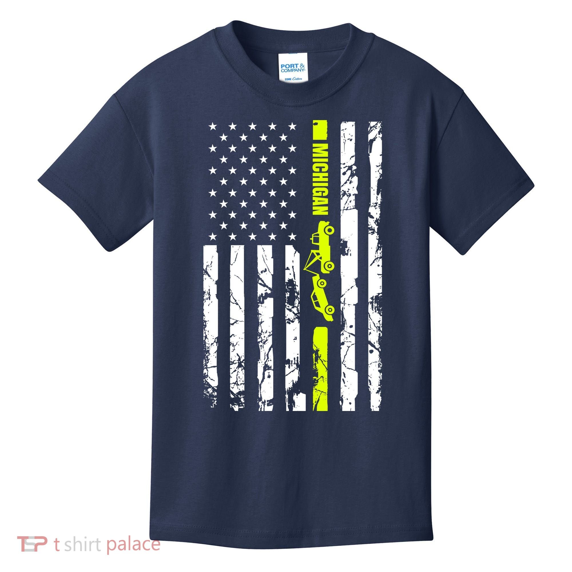 Michigan Tow Truck Driver Flag Kids T-Shirt