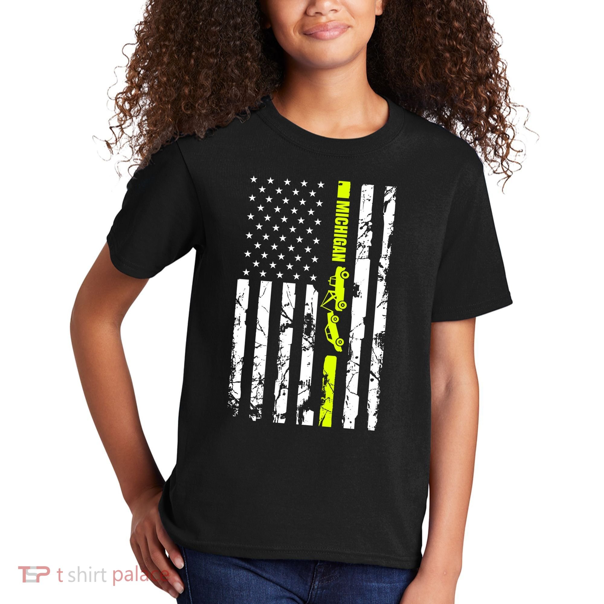 Michigan Tow Truck Driver Flag Kids T-Shirt