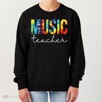 Music Teacher Tie Dye Appreciation Day Hello Back To School Women's Sweatshirt thumb 0