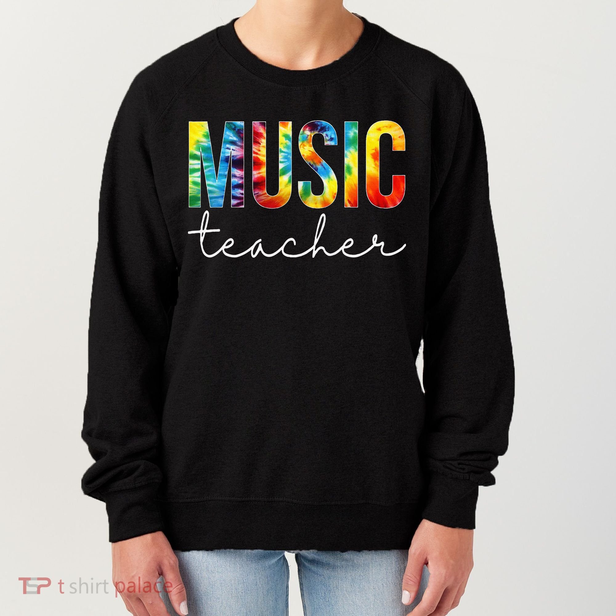 Music Teacher Tie Dye Appreciation Day Hello Back To School Women's Sweatshirt