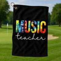 Music Teacher Tie Dye Appreciation Day Hello Back To School Golf Towel thumb 1
