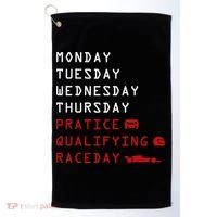 Monday Tuesday Thursday Practice Qualifying Race Day Golf Towel thumb 0