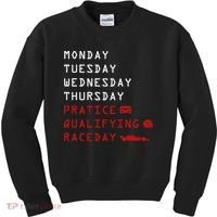 Monday Tuesday Thursday Practice Qualifying Race Day Kids Sweatshirt thumb 0