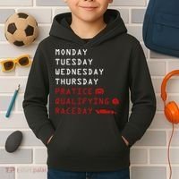 Monday Tuesday Thursday Practice Qualifying Race Day Kids Hoodie thumb 2