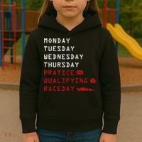 Monday Tuesday Thursday Practice Qualifying Race Day Kids Hoodie thumb 3