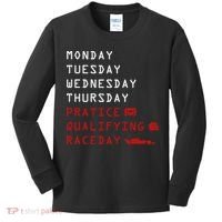 Monday Tuesday Thursday Practice Qualifying Race Day Kids Long Sleeve Shirt thumb 0