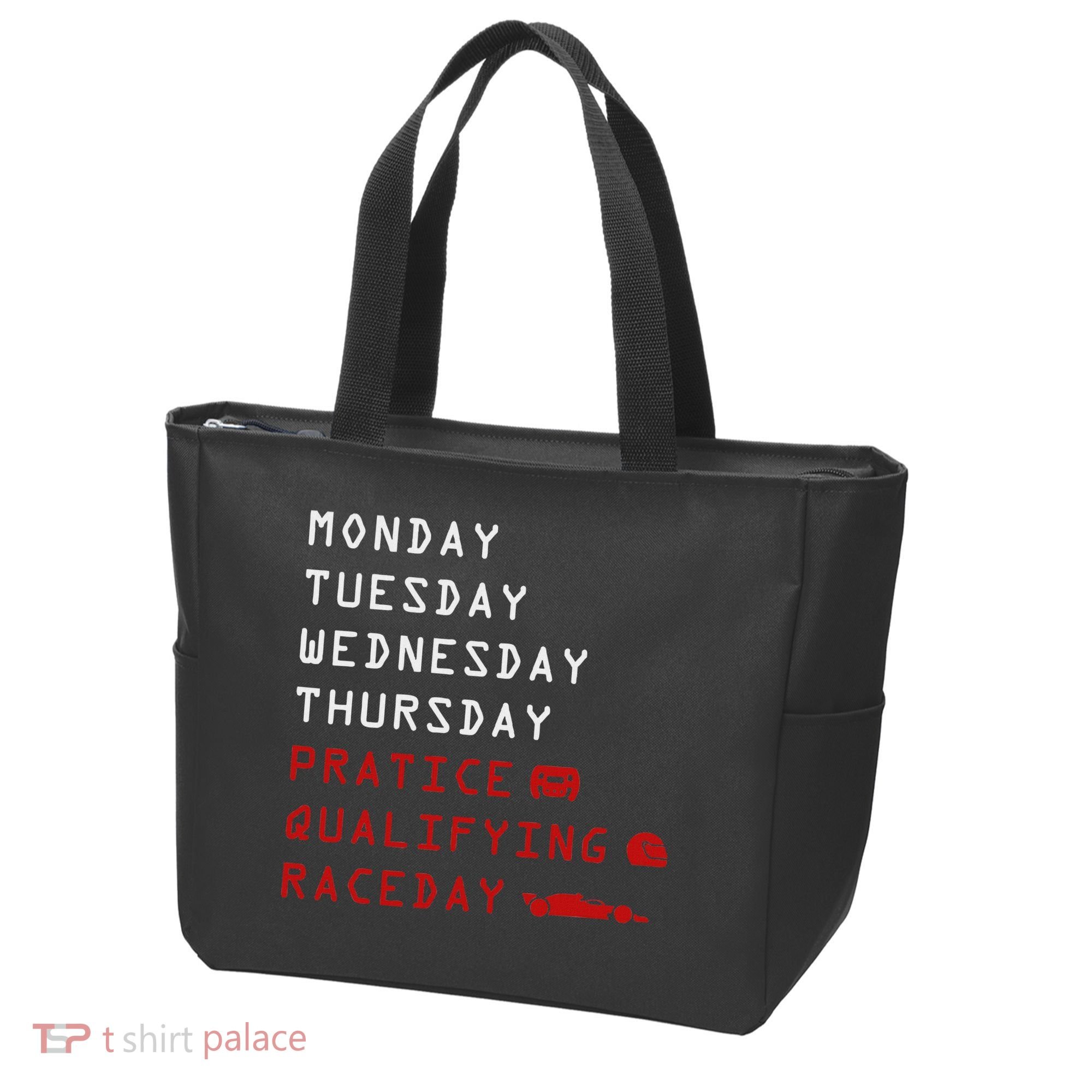 Monday Tuesday Thursday Practice Qualifying Race Day Tote Bag