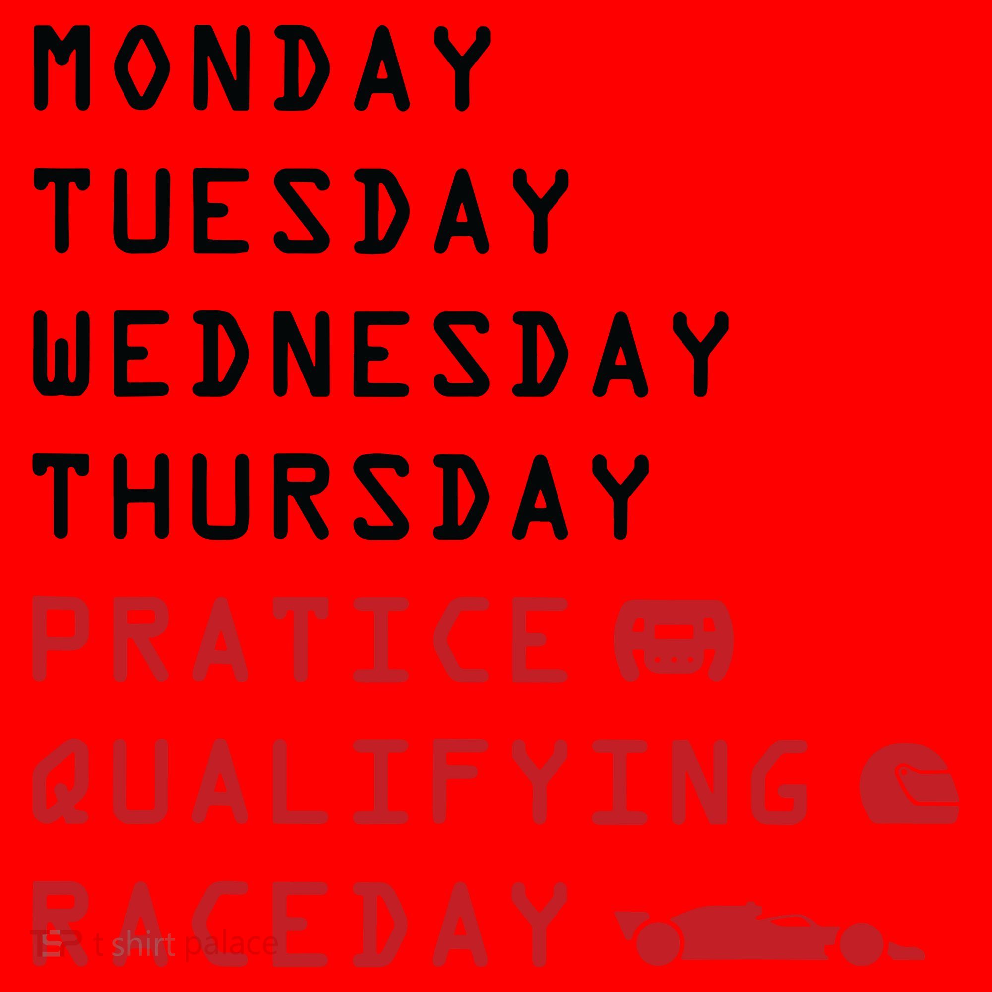 Monday Tuesday Thursday Practice Qualifying Race Day Santa Hat