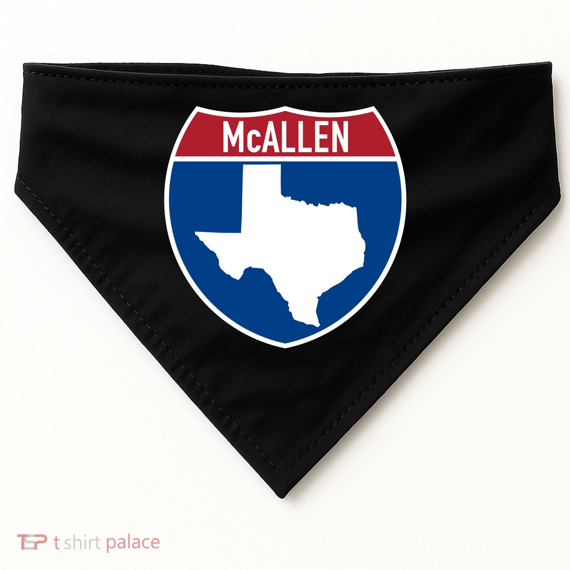 Mcallen Texas Tx Interstate Highway Vacation Souvenir Great Gift USA-Made Doggie Bandana