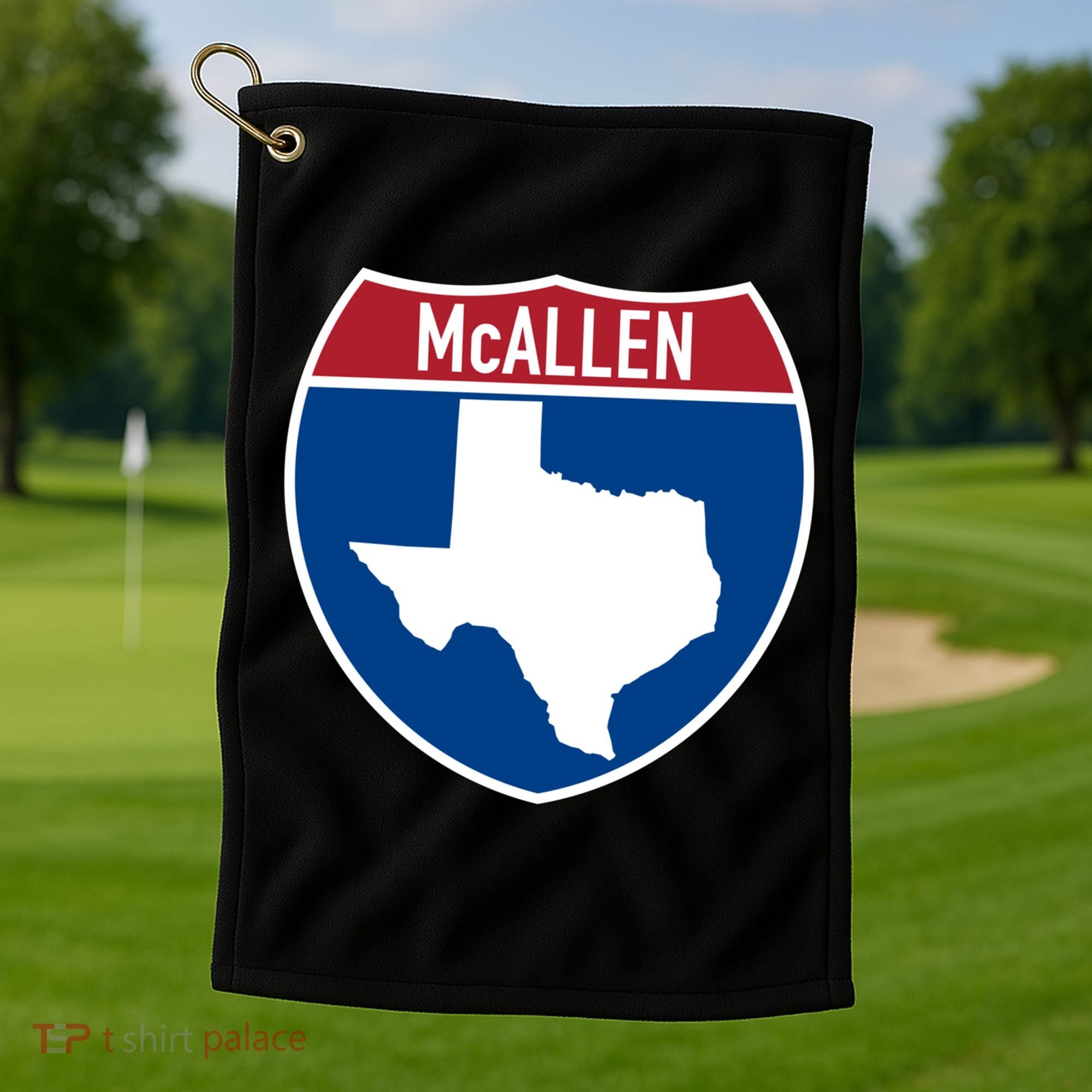 Mcallen Texas Tx Interstate Highway Vacation Souvenir Great Gift Golf Towel