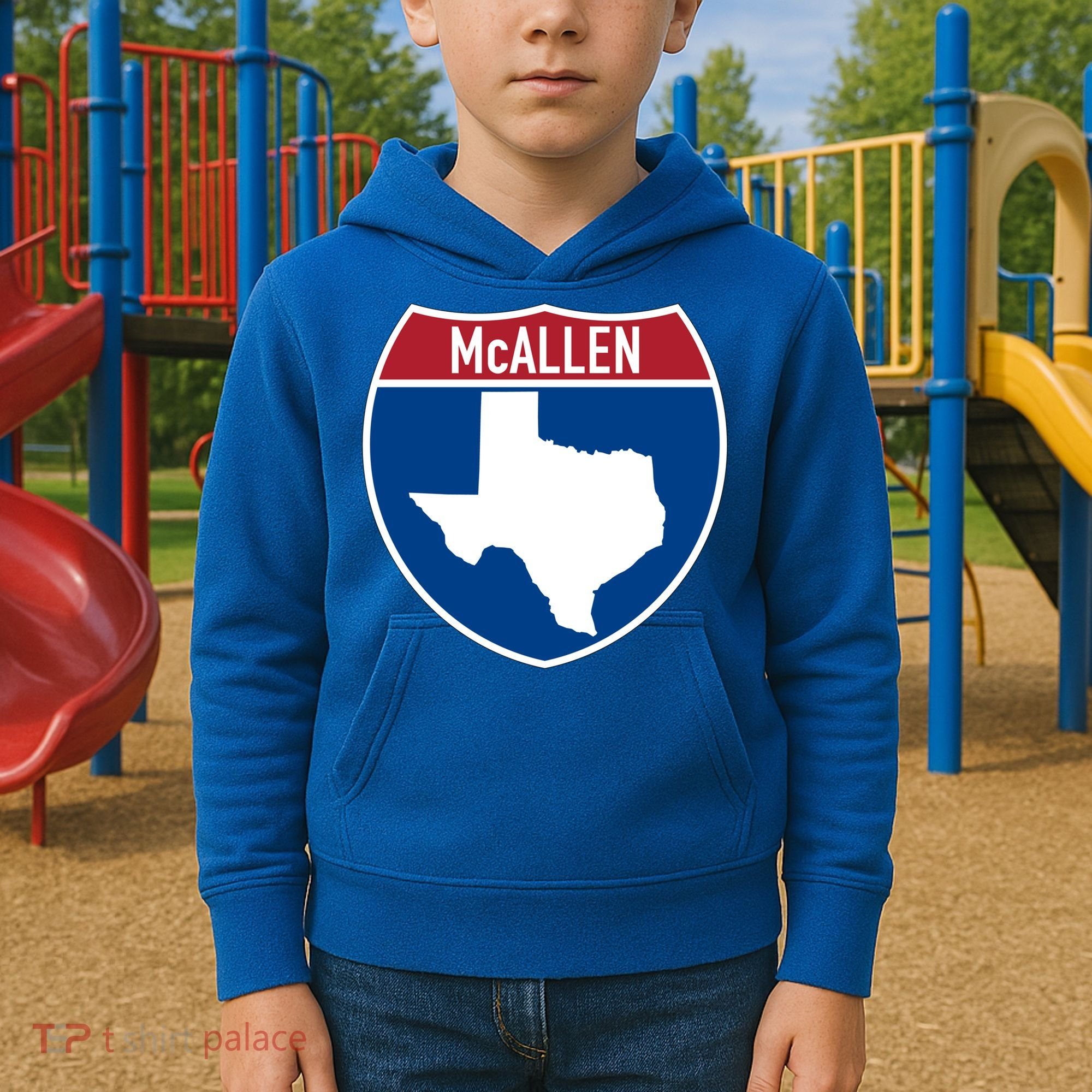 Mcallen Texas Tx Interstate Highway Vacation Souvenir Great Gift Kids Hoodie