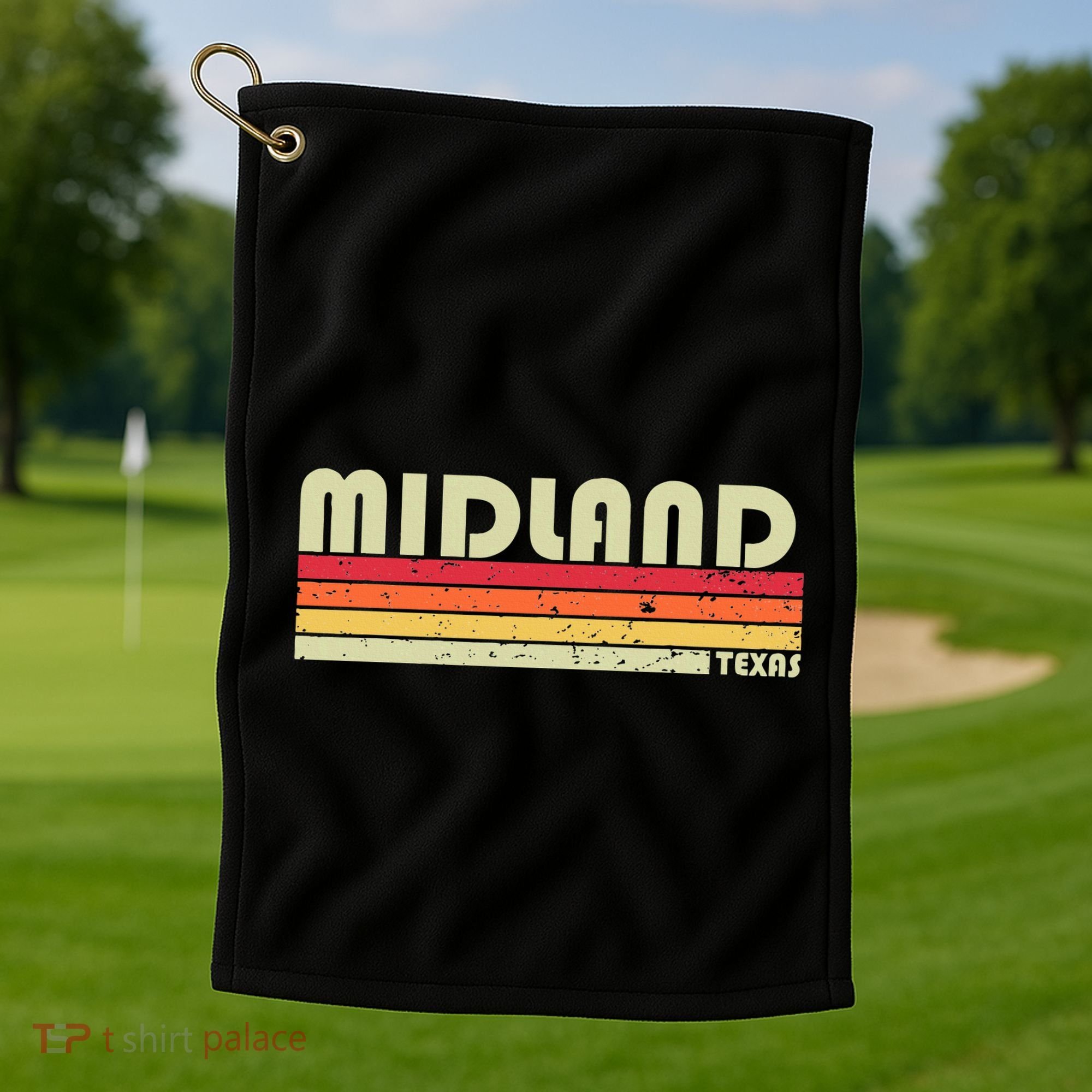 Midland Tx Texas Funny City Home Roots Gift Retro 70s 80s Golf Towel