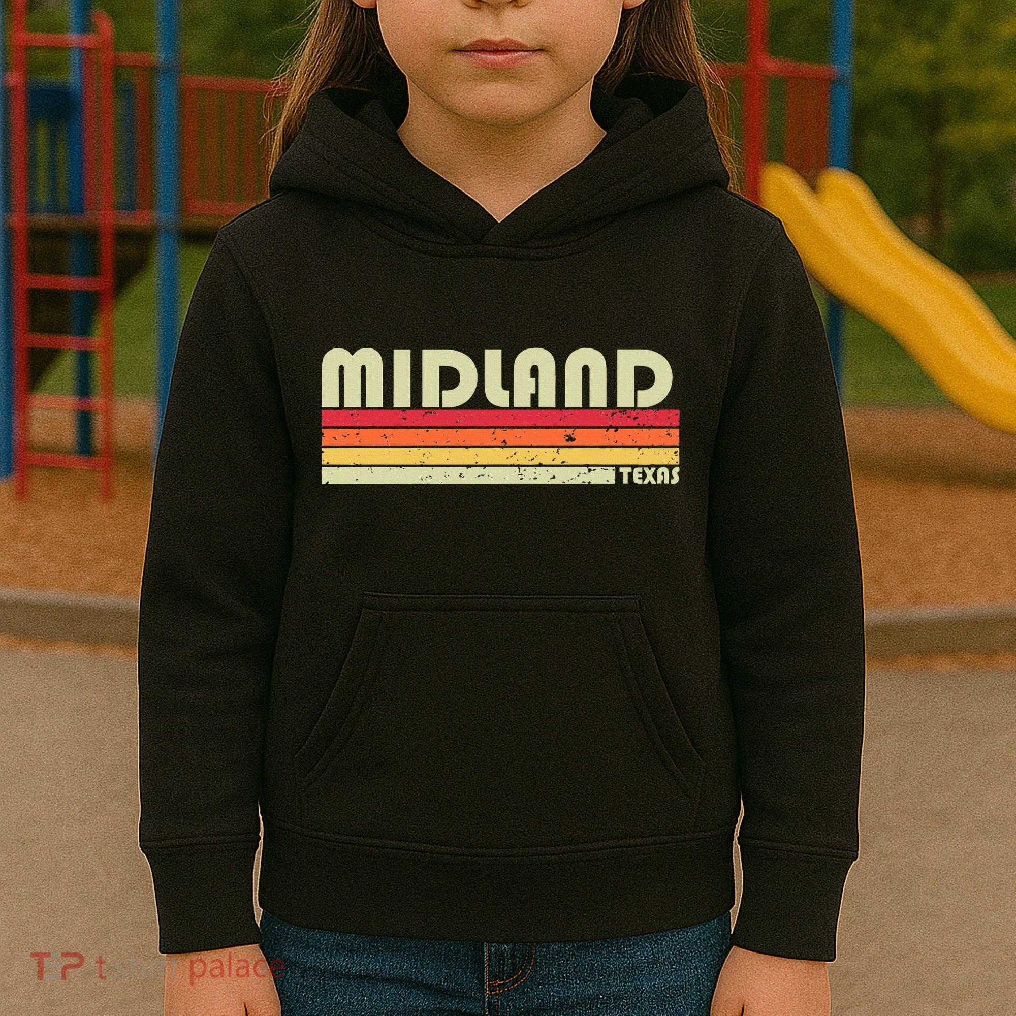 Midland Tx Texas Funny City Home Roots Gift Retro 70s 80s Kids Hoodie
