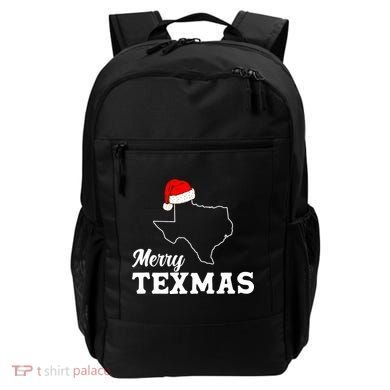 Merry Texmas Texas State Christmas Light Outline Santa Hat Backpack