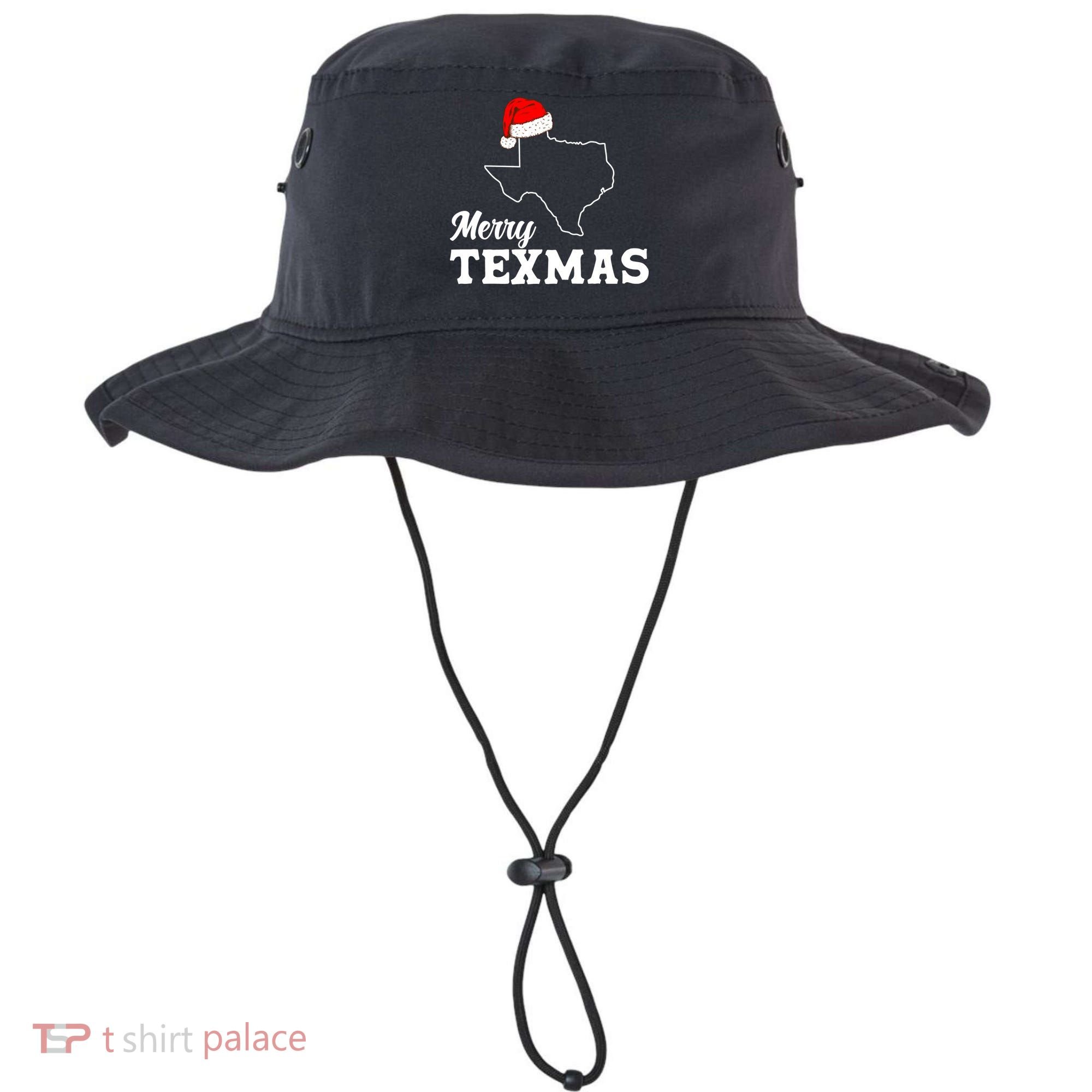 Merry Texmas Texas State Christmas Light Outline Santa Hat Bucket Hat