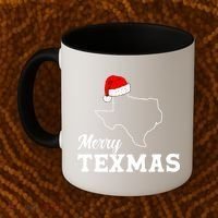 Merry Texmas Texas State Christmas Light Outline Santa Hat Coffee Mug thumb 2