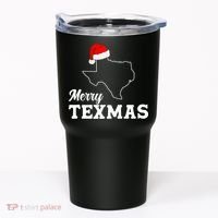 Merry Texmas Texas State Christmas Light Outline Santa Hat Tumbler thumb 0
