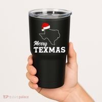 Merry Texmas Texas State Christmas Light Outline Santa Hat Tumbler thumb 2