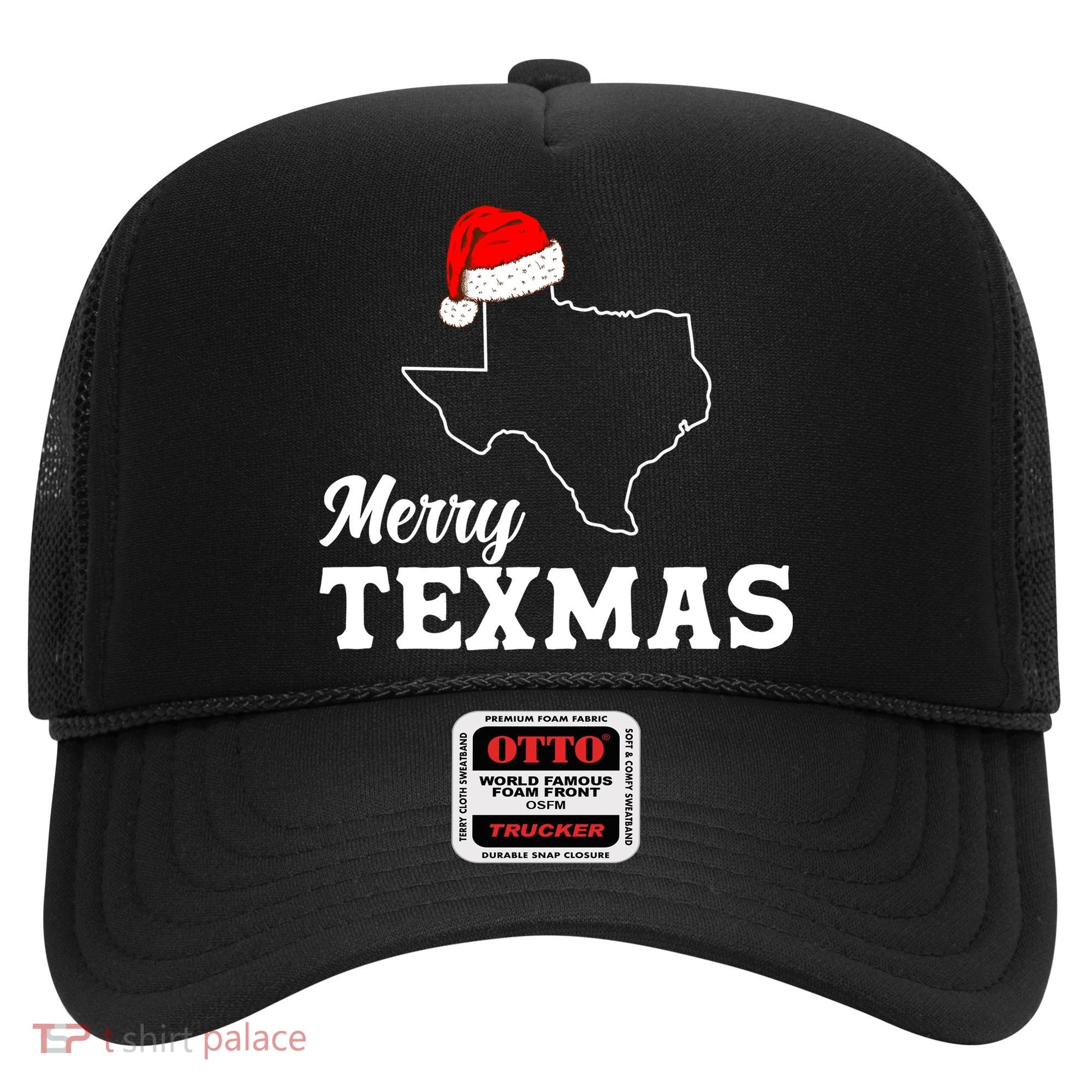 Merry Texmas Texas State Christmas Light Outline Santa Hat Hat