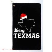 Merry Texmas Texas State Christmas Light Outline Santa Hat Golf Towel thumb 0