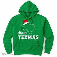 Merry Texmas Texas State Christmas Light Outline Santa Hat Hoodie thumb 0