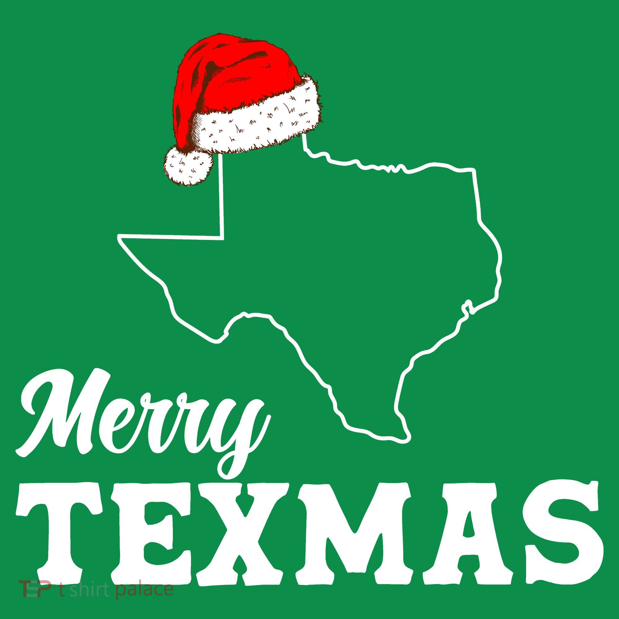 Merry Texmas Texas State Christmas Light Outline Santa Hat Long Sleeve Shirt