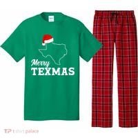 Merry Texmas Texas State Christmas Light Outline Santa Hat Pajama Set thumb 0