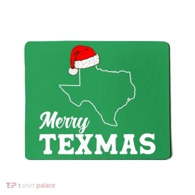 Merry Texmas Texas State Christmas Light Outline Santa Hat Mousepad