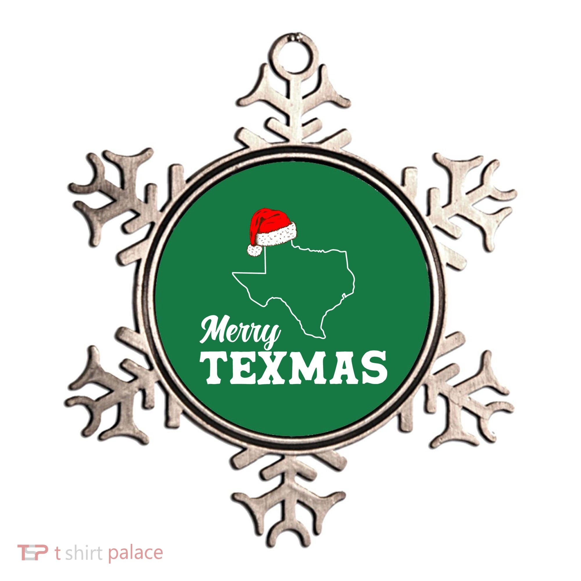 Merry Texmas Texas State Christmas Light Outline Santa Hat Ornament