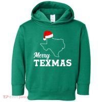 Merry Texmas Texas State Christmas Light Outline Santa Hat Toddler Hoodie thumb 0