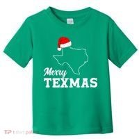 Merry Texmas Texas State Christmas Light Outline Santa Hat Toddler T-Shirt thumb 0