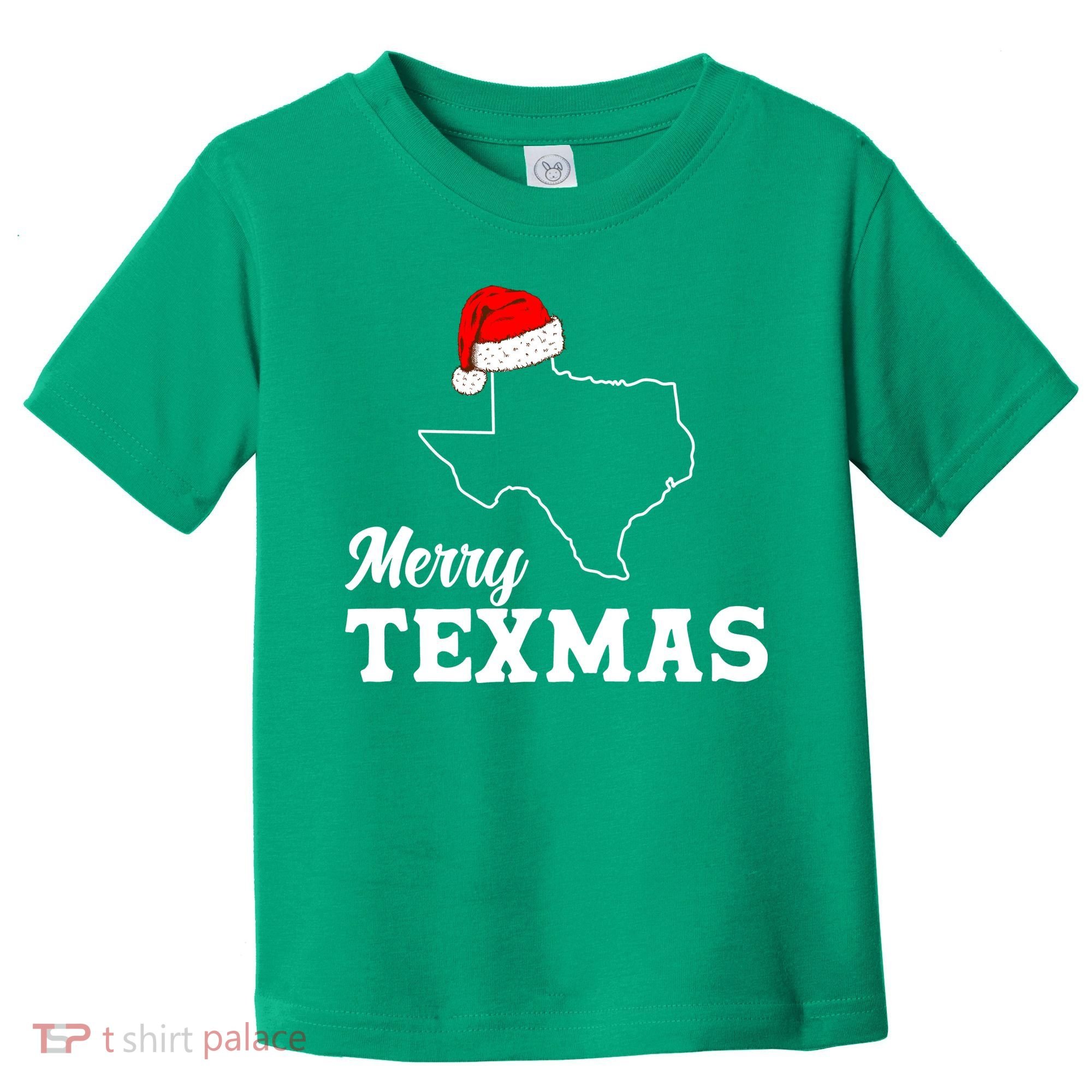 Merry Texmas Texas State Christmas Light Outline Santa Hat Toddler T-Shirt